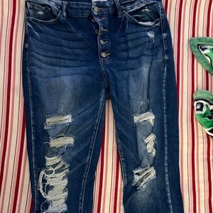 KanCan Dark Blue Distressed Boyfriend Jeans